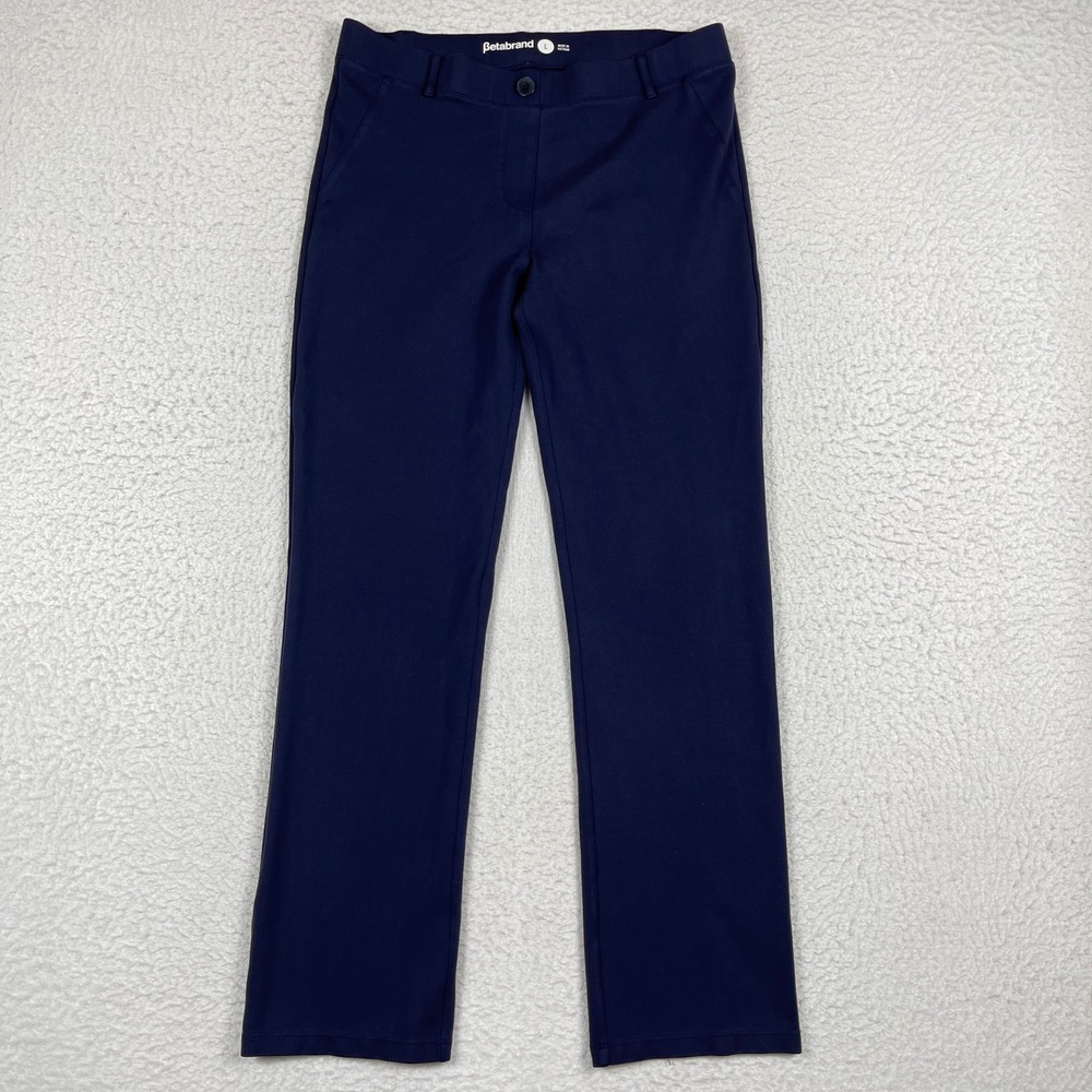Betabrand Dress Pant Yoga Pants Womens Large Navy Blue Straight Leg‎ Workwear